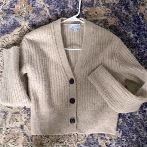 Ribbed Wool Cardigan in oatmeal